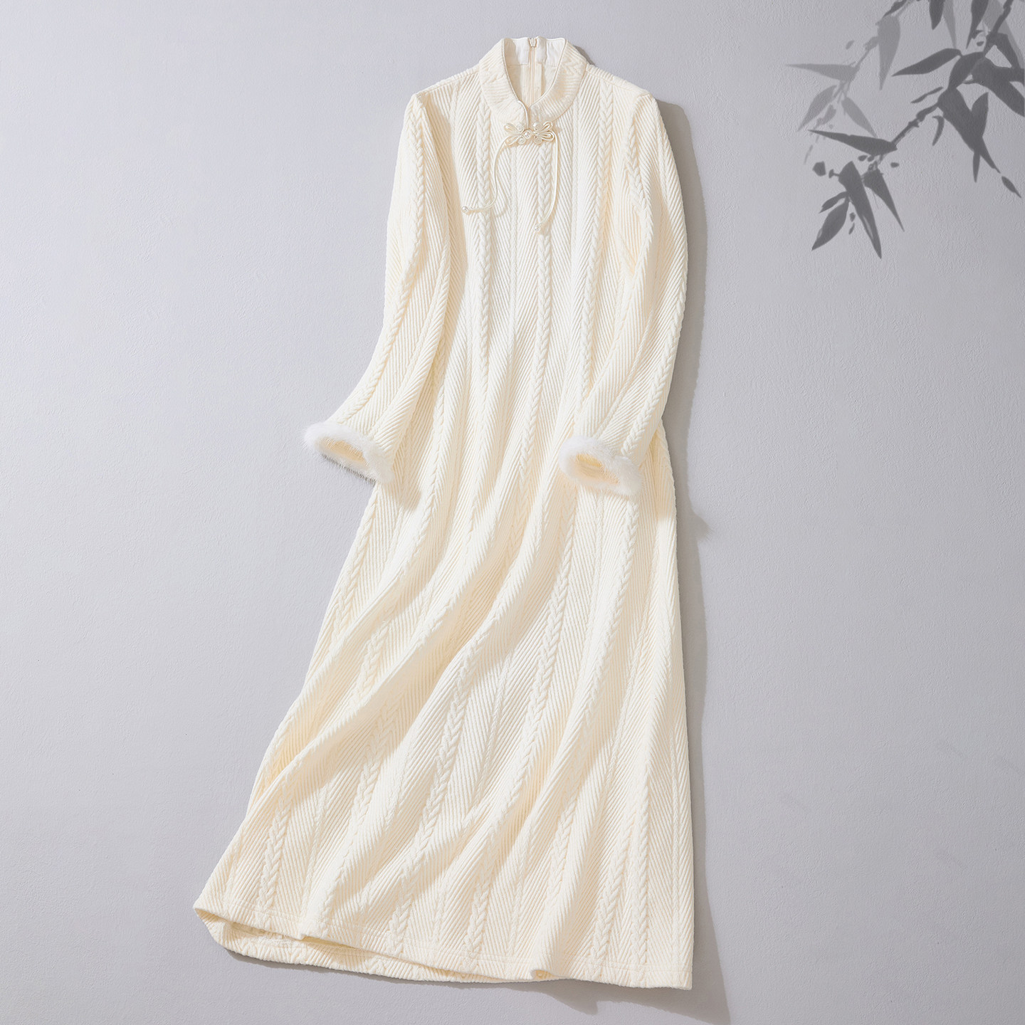 秋冬款修身禅茶服裙新中式连衣裙