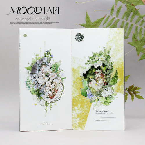 moodtape.花落棉棉人物原创手帐胶带咕卡贴纸pet和纸景物胶带文具
