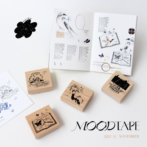moodtape.原创手帐木质印章橡胶皮章城堡玻璃瓶草莓熊文具mood