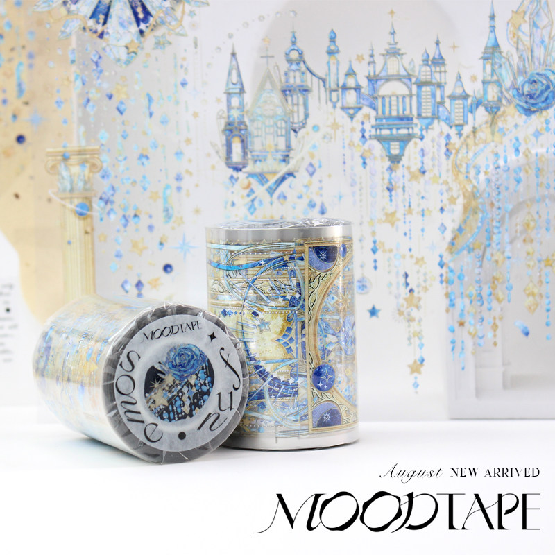 moodtape星乍瀑布手帐胶带pet琉璃光咕卡文具装饰mood贴纸