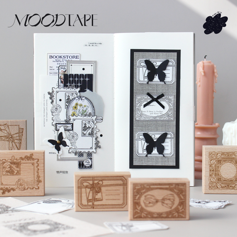 moodtape蝴蝶结邮票散文诗原创手帐树脂印章可爱手帐素材mood装饰
