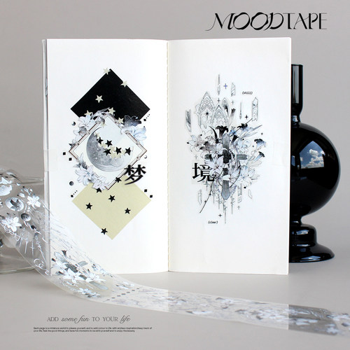 moodtape碎月神话原创花朵百合月光手帐胶带咕卡贴纸和纸胶带文具