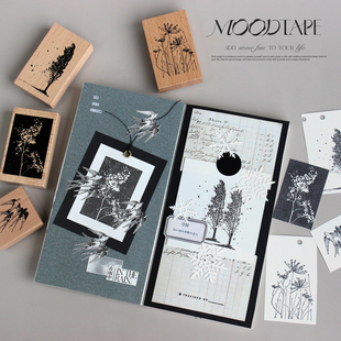 moodtape燕树等风蒲公英原创木质印章橡胶皮章文具mood可爱手帐
