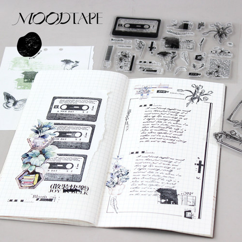 moodtape复古物件花朵原创手帐透明印章咕卡橡胶皮章mood可爱印章