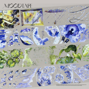 moodtape.春雨虹雨夜梦雨天原创风景手帐胶带咕卡贴纸pet和纸文具