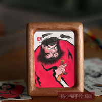 High-end solid wood house-protecting and housewarming decoration with pure hand-painted Zhong Kui in cinnabar, workstation and office desk for wealth attraction and child protection thumbnail 6