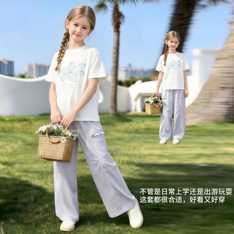 女童夏季套装2026新款洋气女孩超好看夏日韩系多巴胺女款两件套