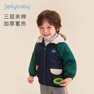 男童棉服冬季 宝宝棉袄校服神器保暖男孩夹棉加厚衣服儿童连帽外套