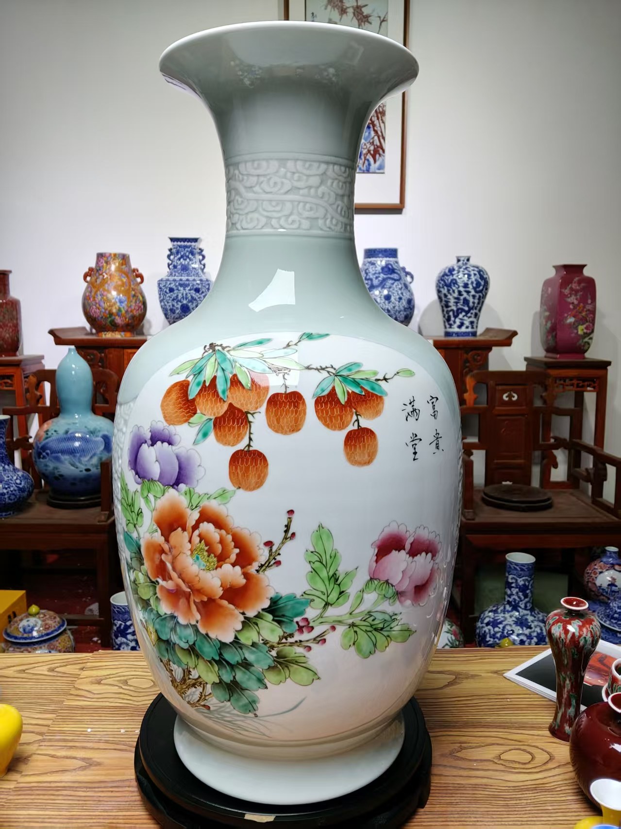 景德镇高端陶瓷全手工双面粉彩落地大花瓶家居摆件收藏瓷,家居饰品,花瓶,淘宝优惠券,粉丝福利购,淘宝优惠卷