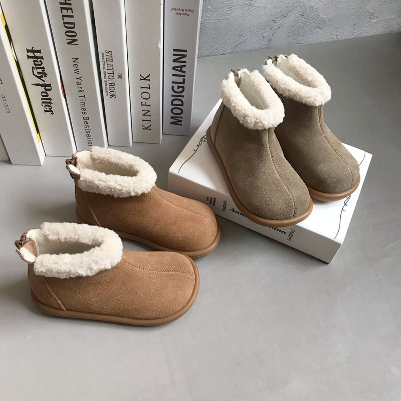 儿童复古马丁靴加绒保暖棉靴勃肯