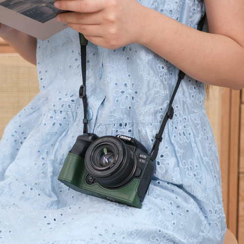 佳能R10保护套R50vR6二代三代R8R7RPR52相机包配件皮套真皮R100