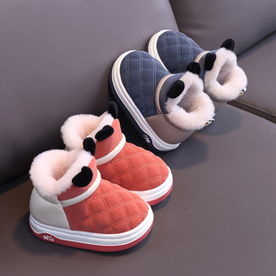 儿童棉鞋冬季女小童室内防滑家居鞋男中大童亲子款户外包跟棉拖鞋