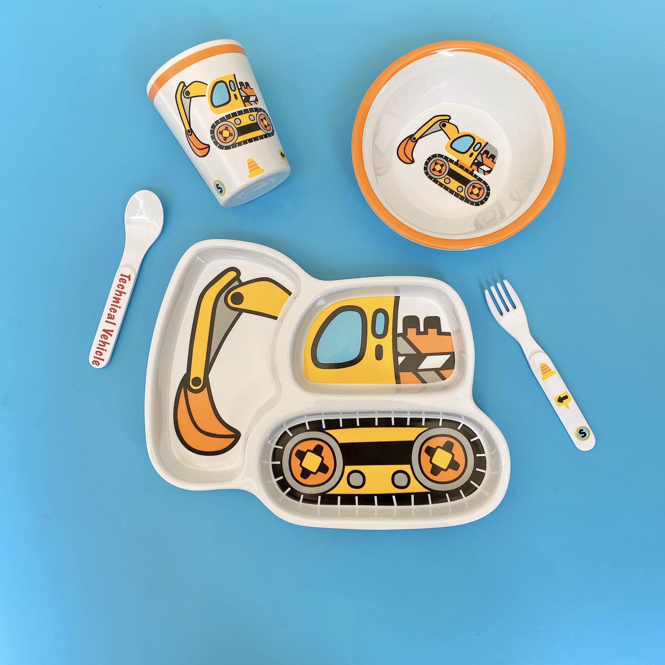 挖掘机工程车餐盘食品级防摔餐具