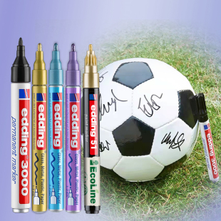 edding签字笔751 51金色金属蓝紫粉记号笔足球明星球衣签名马克笔