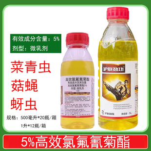 沪联劲功蔬5%高效氯氟氰菊酯小白菜青虫平菇菇蝇西葫芦蚜虫杀虫剂