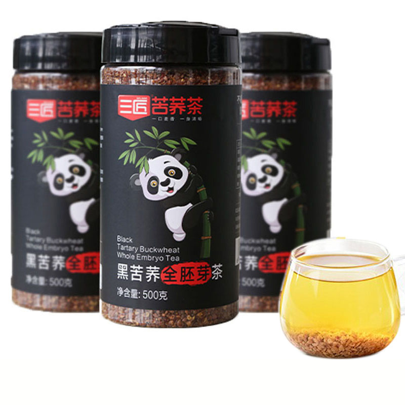 三匠黑苦荞全胚芽茶500g罐装大凉山黑苦苦荞茶黑苦荞麦四川特产-封面