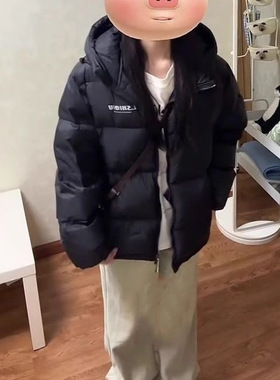 反季黑色棉服外套女短款2025冬季新款连帽面包服加厚保暖棉衣棉袄