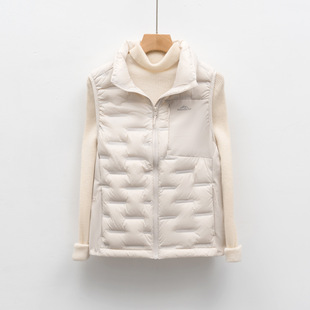 平湖驰新90绒新国标户外轻薄羽绒马甲女秋冬短款 立领保暖上衣外套