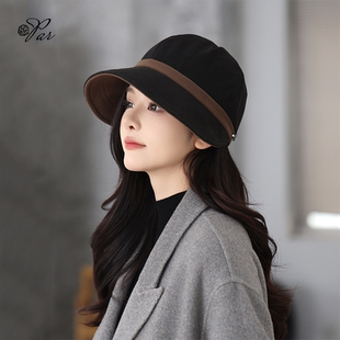 赵露思同款渔夫帽女2026新款秋冬拼色大帽檐防晒帽全脸遮阳鸭舌帽