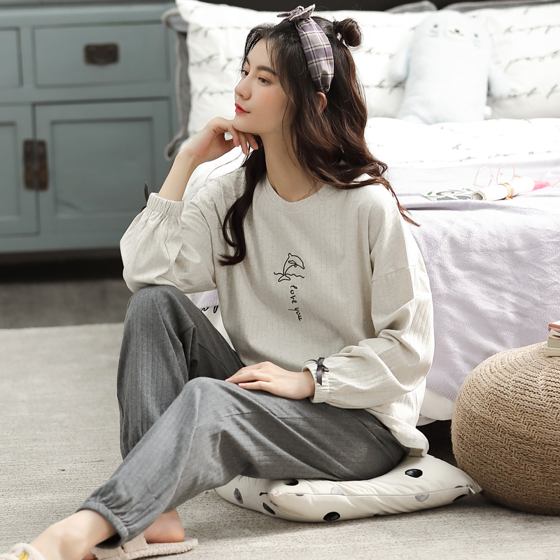 睡衣女春秋款长袖纯棉2023年新款秋季女款全棉秋冬家居服两件套装