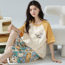 2025年新款睡衣女款夏季纯棉短袖春秋夏款夏天女士家居服薄款套装