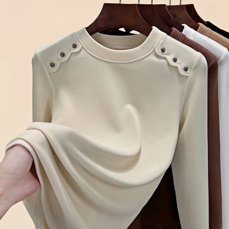 双面德绒打底衫女长袖t恤加厚