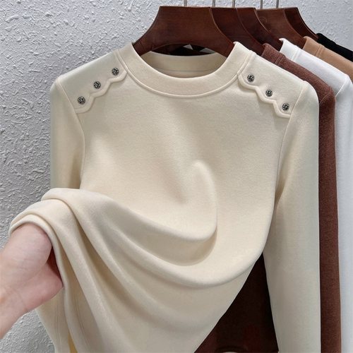 双面德绒打底衫女长袖修身显瘦