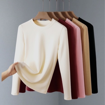 双面德绒打底衫女长袖t恤加厚