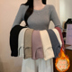 秋冬2025新款 上衣加厚加绒保暖毛衣女内搭 打底针织衫 圆领修身 长袖