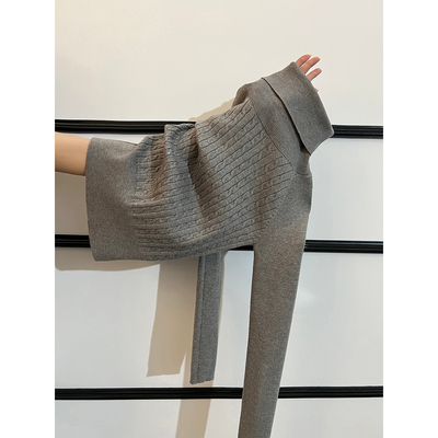 灰色高领针织衫毛衣内搭打底衫女秋冬季加厚保暖短款修身紧身上衣