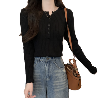 圆领修身显瘦长袖毛衣女士打底衫