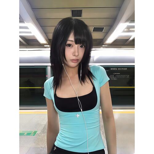 韩系纯欲风假两件短袖t恤女夏季2026新款修身显瘦辣妹收腰上衣潮