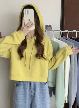 春秋薄款宽松bf慵懒风连帽卫衣女韩版chic港风短款外套上衣ins潮