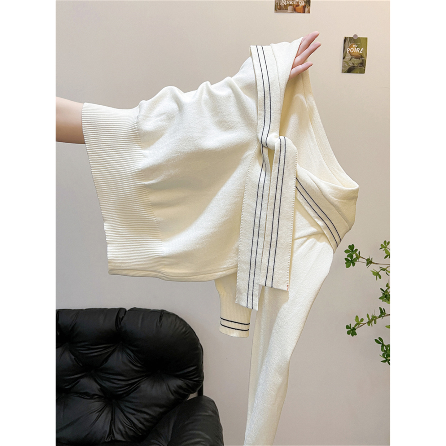 秋冬内搭长袖打底针织衫上衣高级感可外穿海军领披肩学院风毛衣女