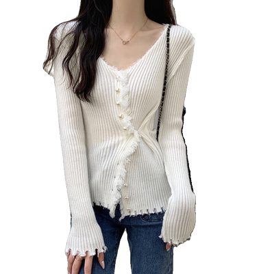 设计感小众v领内搭毛衣女打底衫