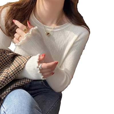 设计感小众木耳边肌理感毛衣女士