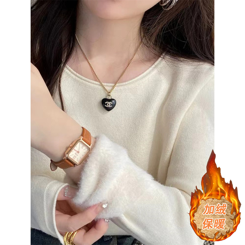 秋冬季卷边圆领百搭修身长袖打底针织衫上衣加厚一体绒毛衣女内搭,女装/女士精品,毛针织衫,淘宝优惠券,粉丝福利购,淘宝优惠卷