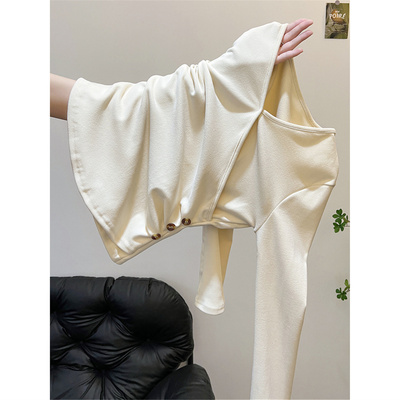 秋冬v领气质设计感修身收腰t恤女长袖加厚保暖德绒内搭打底衫上衣