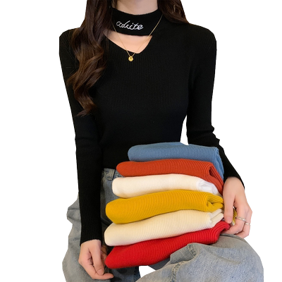 秋冬季半高半打底镂空春搭针织衫