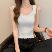 冰丝针织背心女外穿法式 短款 别致甜辣小吊带上衣 打底内搭无袖 夏季