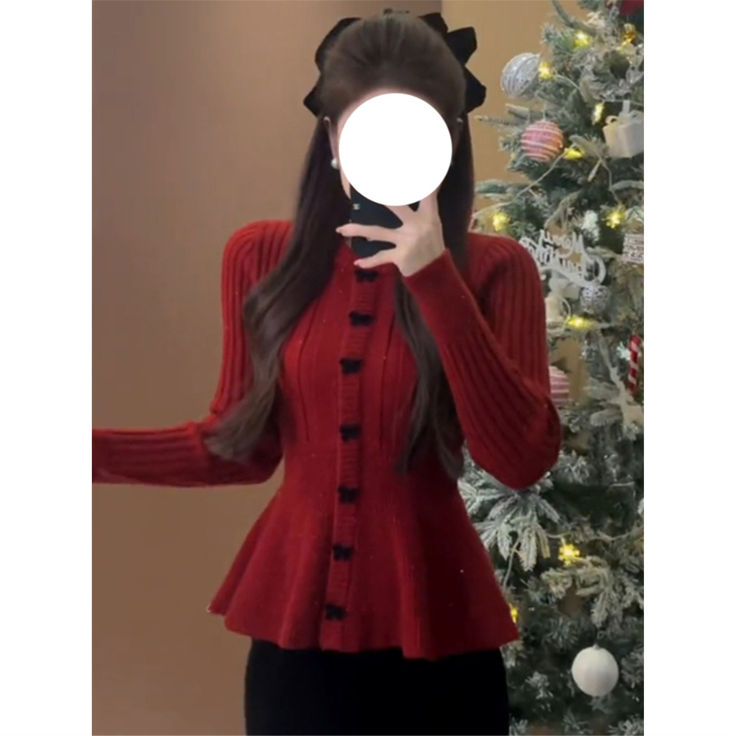 红色毛衣女内搭打底衫春秋冬新款法式气质修身收腰长袖针织衫上衣
