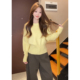 秋冬韩系收腰小个子短款 上衣 打底针织衫 修身 黄色毛衣女超好看长袖