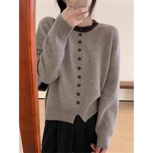 秋冬慵懒宽松可外穿软糯长袖打底针织衫上衣高级设计感毛衣女内搭