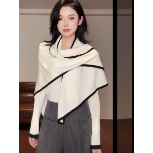 两件套女 v领打底针织衫 2025早秋巨好看 韩系穿搭设计感三角披肩