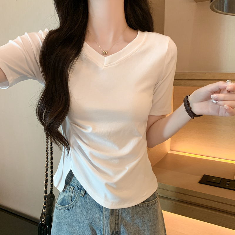 修身显瘦短款正肩短袖t恤女夏季