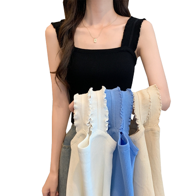 ins超火背心女外穿夏季法式短款无袖小吊带美背打底内搭针织上衣