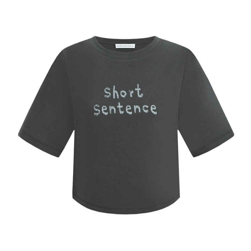 SHORT SENTENCE 24 봄 여름 신인 디자이너 핸드페인팅 로고 와이드 어깨 허리 반팔 티셔츠