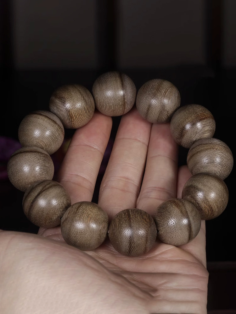 MU YI TANG [횡포한 표범 무늬] 정통 칼리만탄 오래된 재료 침향 비즈 팔찌 18|20MM 남성 충실도