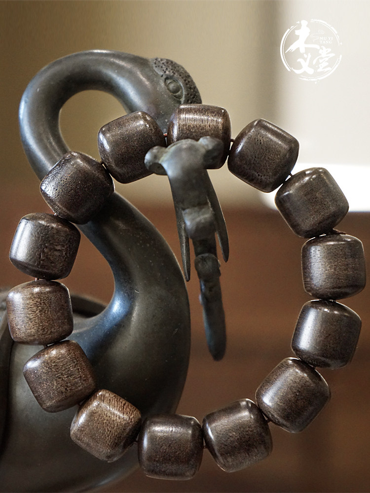 정통 정통 인도네시아 칼리만탄 오래된 재료 침향 팔찌 남성용 오일 배럴 비드 플레이트 나무 비즈 여성 팔찌 재생