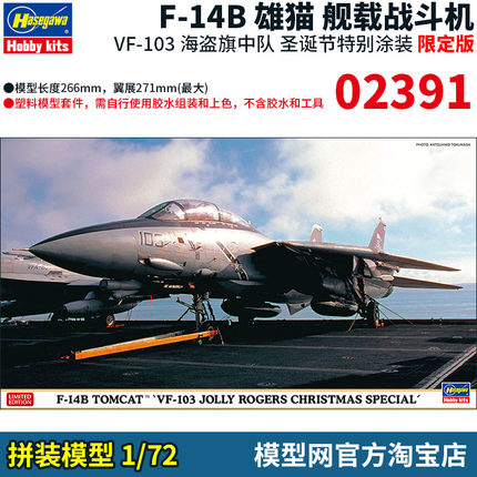 模型网 拼装 长谷川 1/72 F-14B 雄猫 VF-103海盗旗 圣诞猫 02391